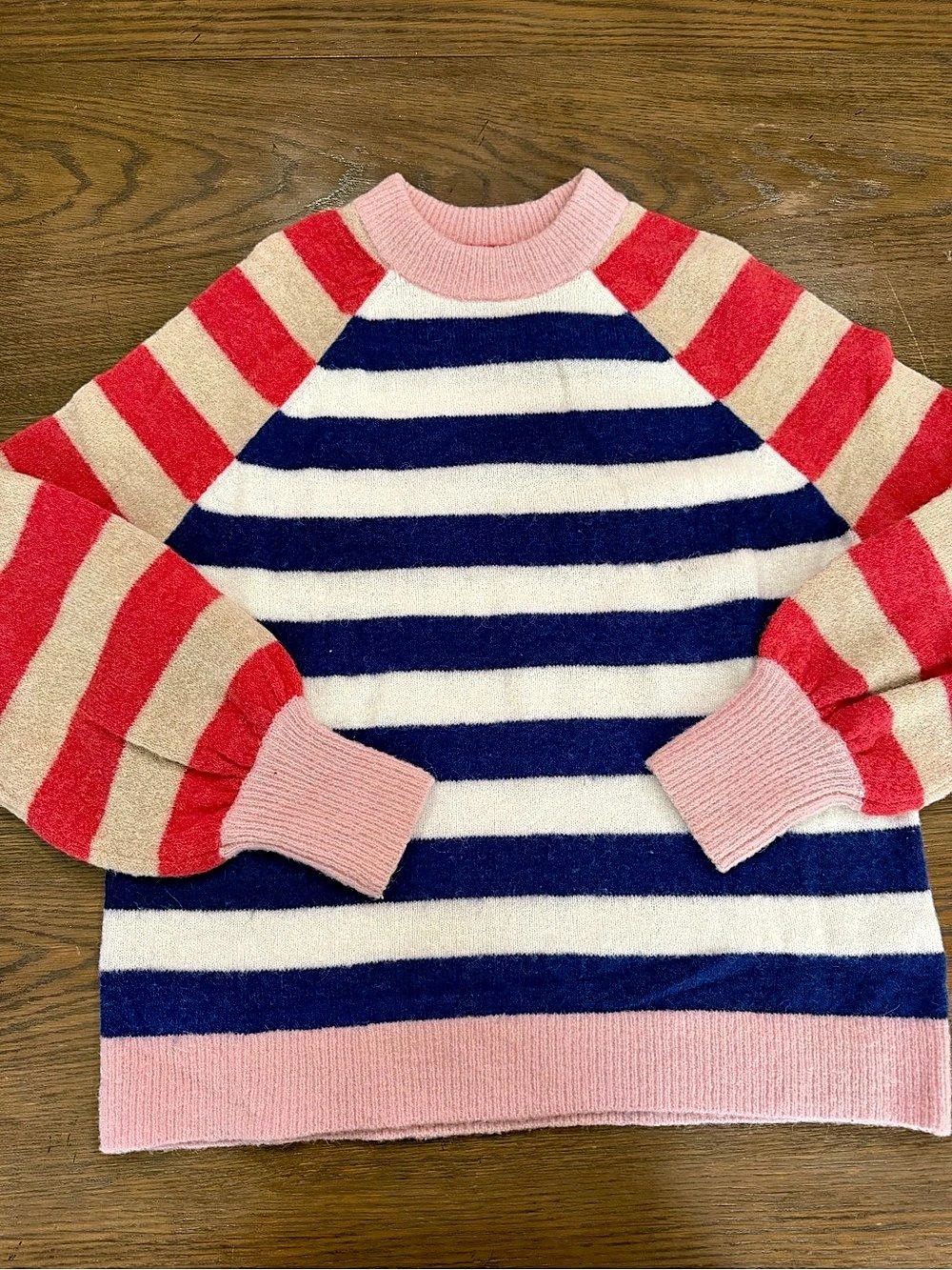 Boden Striped Wool Blend Sweater in Pink & Blue